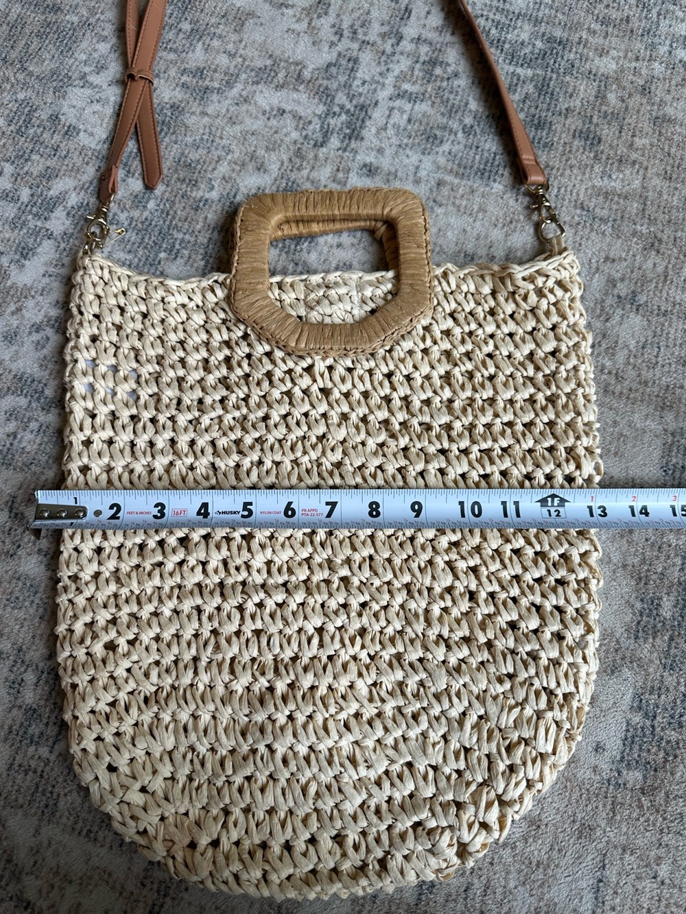 Crossi Straw Satchel‎ Bag Adjustable Detachable Strap Boho Woven Tote - Picture 7 of 9